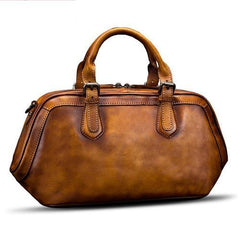 Tan Vintage Womens Leather Doctor Bags Doctor Handbag Doctor's Shoulder Bag Purse for Ladies