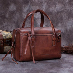 Vintage Brown Purple Leather Ladies Doctors Handbag Green Doctor Style Shoulder Bag Purse for Women