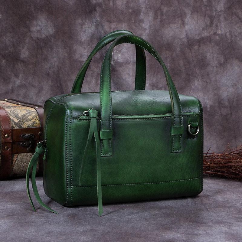 Crossbody Bag Vintage Doctor Bag Purse Green Vintage Leather