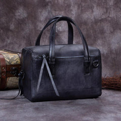 Vintage Brown Purple Leather Ladies Doctors Handbag Green Doctor Style Shoulder Bag Purse for Women