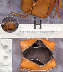 Vintage Brown Purple Leather Ladies Doctors Handbag Green Doctor Style Shoulder Bag Purse for Women