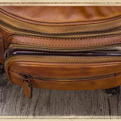Vintage Brown Leather Mens Fanny Pack Hip Belt Bags Waist Bag Hip Bag Bum Bag for WOmen