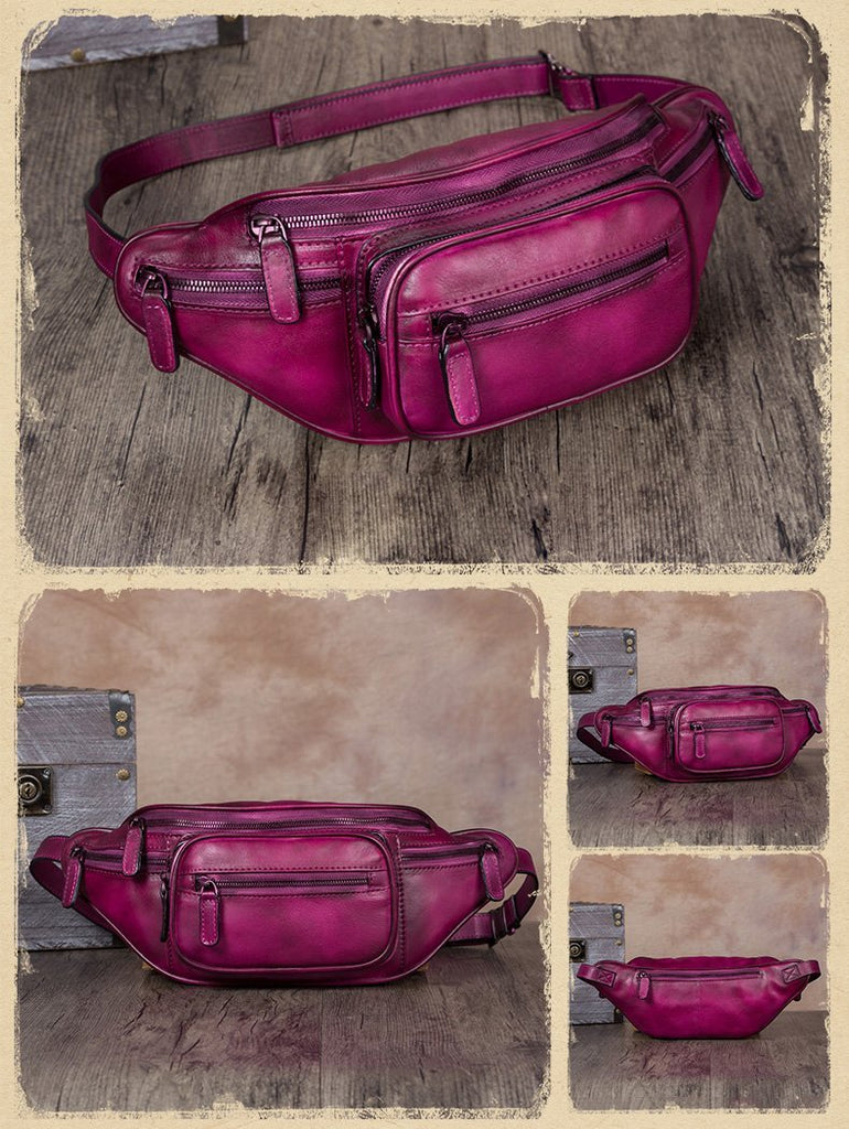 Purple leather fanny pack best sale