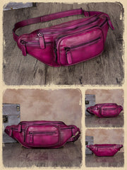 Vintage Brown Leather Mens Fanny Pack Hip Belt Bags Waist Bag Hip Bag Bum Bag for WOmen