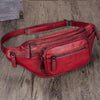 Red Leather Womens Fanny Pack Hip Belt Bags Brown Waist Bag Hip Bag Bum Bag for Women