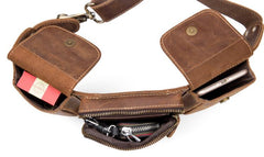 Vintage Leather Fanny Pack Mens Waist Bag Hip Pack Belt Bag Bumbag for Men