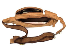 Vintage Leather Fanny Pack Mens Waist Bag Hip Pack Belt Bag Bumbag for Men