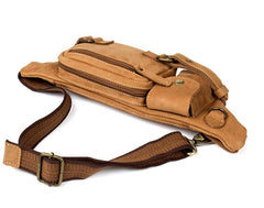 Vintage Leather Fanny Pack Mens Waist Bag Hip Pack Belt Bag Bumbag for Men