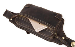 Vintage Leather Fanny Pack Mens Waist Bag Hip Pack Belt Bag Bumbag for Men