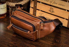 Vintage Leather Fanny Pack Mens Waist Bag Hip Pack Belt Bag Bumbag for Men