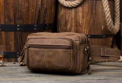 Vintage Leather Fanny Pack Mens Waist Bag Hip Pack Belt Bag Bumbag for Men