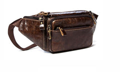 Vintage Leather Fanny Pack Mens Waist Bag Hip Pack Belt Bag Bumbag for Men