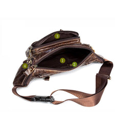 Vintage Leather Fanny Pack Mens Waist Bag Hip Pack Belt Bag Bumbag for Men