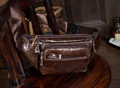 Vintage Leather Fanny Pack Mens Waist Bag Hip Pack Belt Bag Bumbag for Men