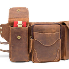 Vintage Leather Fanny Pack Mens Waist Bag Hip Pack Belt Bag Bumbag for Men