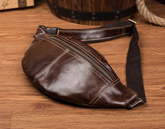 Vintage Leather Fanny Pack Mens Waist Bag Hip Pack Belt Bag Bumbag for Men