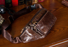 Vintage Leather Fanny Pack Mens Waist Bag Hip Pack Belt Bag Bumbag for Men