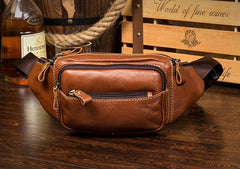Vintage Leather Fanny Pack Mens Waist Bag Hip Pack Belt Bag Bumbag for Men