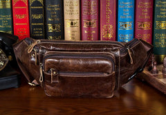 Vintage Leather Fanny Pack Mens Waist Bag Hip Pack Belt Bag Bumbag for Men