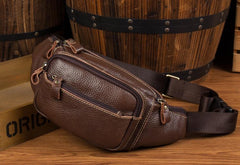 Vintage Leather Fanny Pack Mens Waist Bag Hip Pack Belt Bag Bumbag for Men