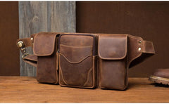 Vintage Leather Fanny Pack Mens Waist Bag Hip Pack Belt Bag Bumbag for Men