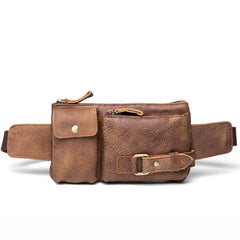 Vintage Leather Fanny Pack Mens Waist Bag Hip Pack Belt Bag Bumbag for Men
