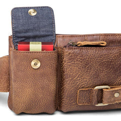 Vintage Leather Fanny Pack Mens Waist Bag Hip Pack Belt Bag Bumbag for Men
