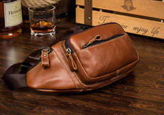 Vintage Leather Fanny Pack Mens Waist Bag Hip Pack Belt Bag Bumbag for Men