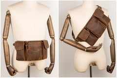 Vintage Leather Fanny Pack Mens Waist Bag Hip Pack Belt Bag Bumbag for Men