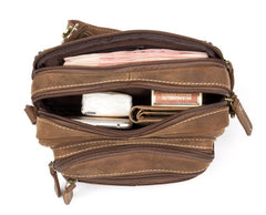 Vintage Leather Fanny Pack Mens Waist Bag Hip Pack Belt Bag Bumbag for Men