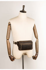 Vintage Leather Fanny Pack Mens Waist Bag Hip Pack Belt Bag Bumbag for Men
