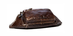 Vintage Leather Fanny Pack Mens Waist Bag Hip Pack Belt Bag Bumbag for Men