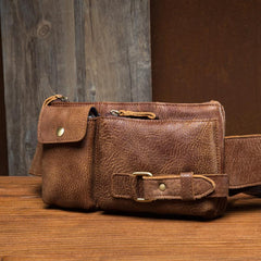 Vintage Leather Fanny Pack Mens Waist Bag Hip Pack Belt Bag Bumbag for Men