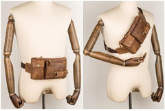 Vintage Leather Fanny Pack Mens Waist Bag Hip Pack Belt Bag Bumbag for Men