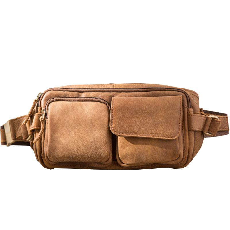 Vintage Leather Fanny Packs Mens Waist Bag Hip Pack Belt Bag for Men