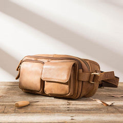 Vintage Leather Fanny Packs Mens Waist Bag Hip Pack Belt Bag for Men