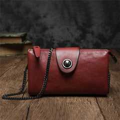 Brown Womens Small Leather Mini Chain shoulder Bag Vintage Cross body Bag Side Bag for Ladies