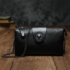 Brown Womens Small Leather Mini Chain shoulder Bag Vintage Cross body Bag Side Bag for Ladies