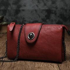 Brown Womens Small Leather Mini Chain shoulder Bag Vintage Cross body Bag Side Bag for Ladies