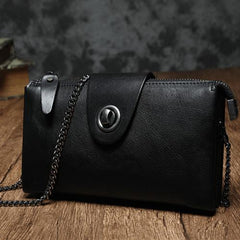 Brown Womens Small Leather Mini Chain shoulder Bag Vintage Cross body Bag Side Bag for Ladies