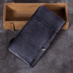 Cool Gray Mens Leather Bifold Long Wallet Vintage Coffee Long Multi Cards Wallet for Men