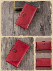 Vintage Leather Womens Purple Long Clutch Wallet Brown Bifold Purse Long Wallet for Ladies