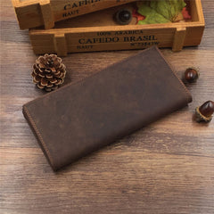 men wallets leather Leather Long Wallet for Men Coffee Bifold Leather Wallet Mens