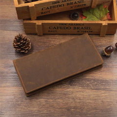 wallet mens bifold Leather Long Wallet for Men Coffee Bifold Leather Wallet Mens