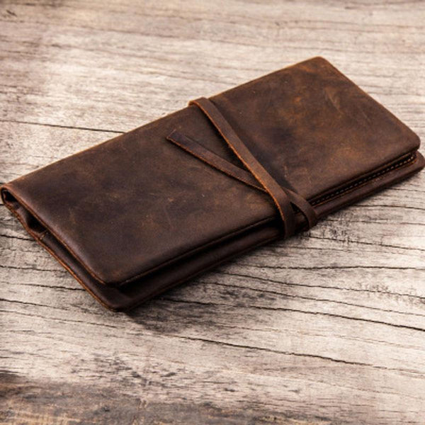Vintage Leather Long Wallets for men Bifold Men Long Wallets YGU01491071
