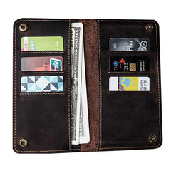 Vintage Cool Leather Long Wallets for men Bifold Men Long Wallets