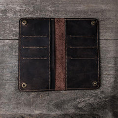 Vintage Cool Leather Long Wallets for men Bifold Men Long Wallets