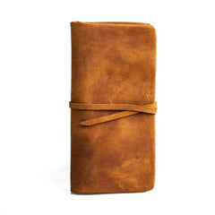 Vintage Leather Long Wallets for men Bifold Men Long Wallets