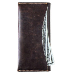Vintage Leather Long Wallets for men Bifold Men Long Wallet