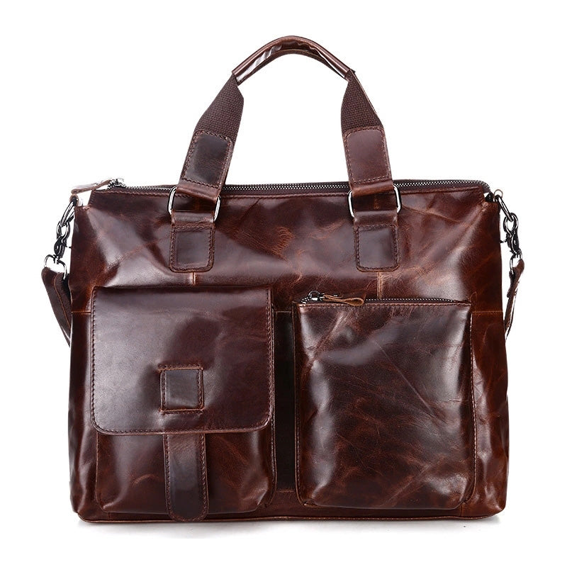 Vintage Leather Mens Briefcase Business Bag Work Bag For Men